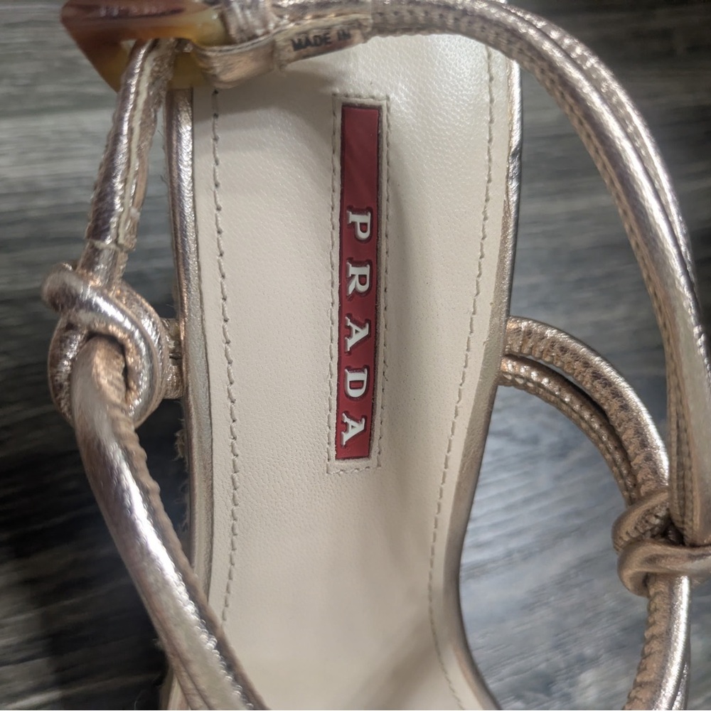 Prada Metallic Rope Wedge Sandals - Picture 3 of 3